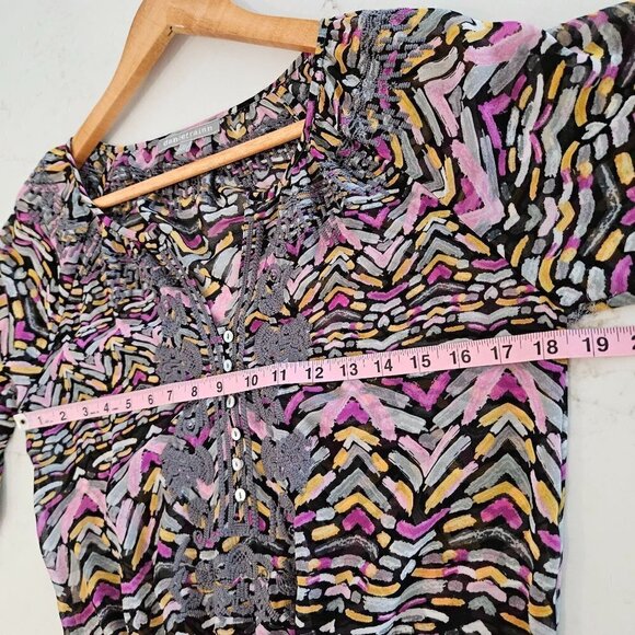 Daniel Rainn Embroidered Peasant Cottagecore Top Pink Oversized Small Petite - Picture 8 of 9